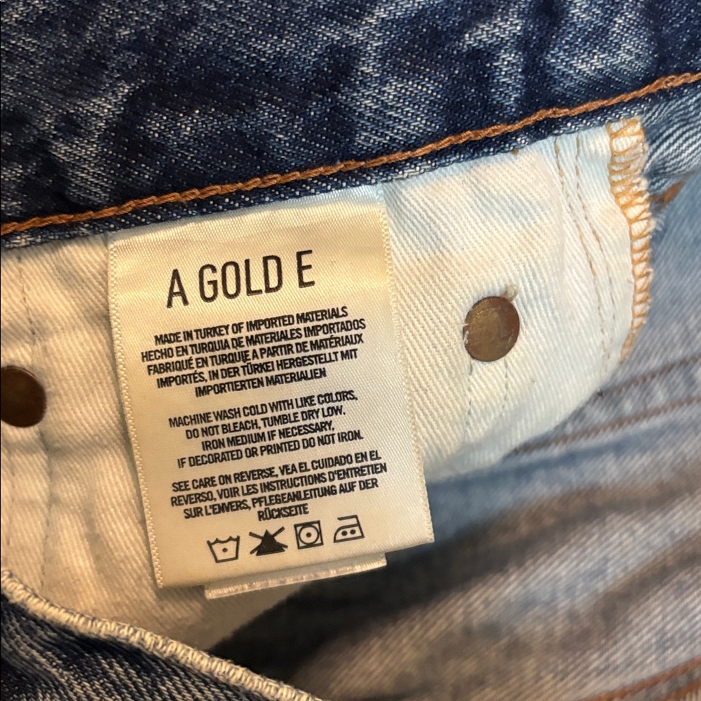 Agolde Blue Distressed Denim Cutoff Shorts - Picture 9 of 10